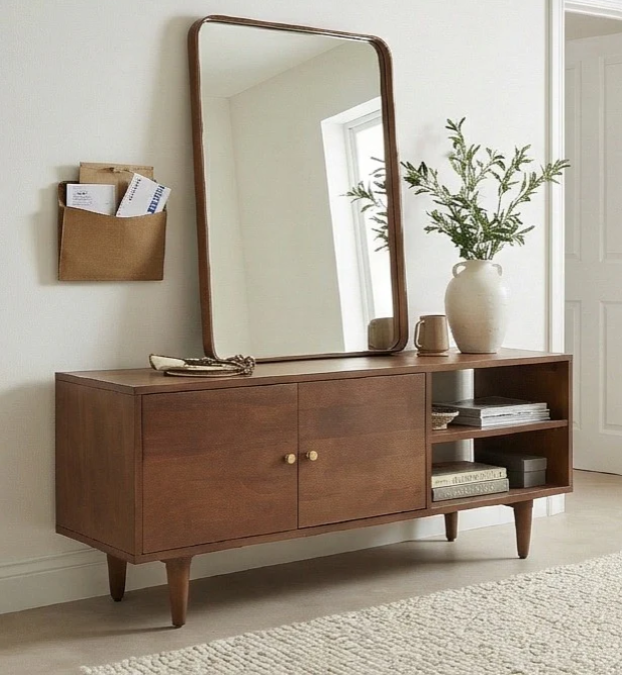 Dark Solid Mango Wood TV Stand / Media Stand
