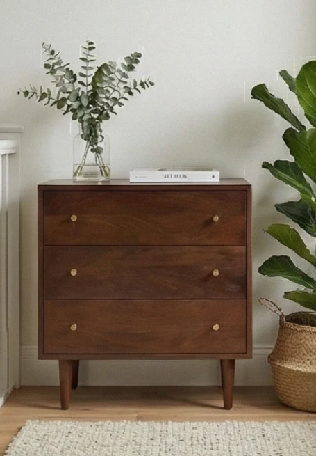 Solid Dark Mango Wood Chest of Drawers / Small Cabinet