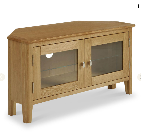 Oak Corner TV Stand / Unit with glass door