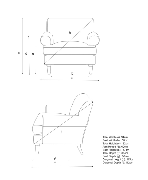 Light Grey Armchair with classic scroll arm and light wood legs / John Lewis Scroll II