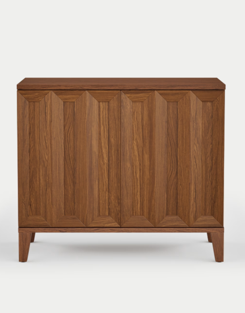 Dark Wood Walnut Small Cabinet with Panel Doors Cupboard (damaged)