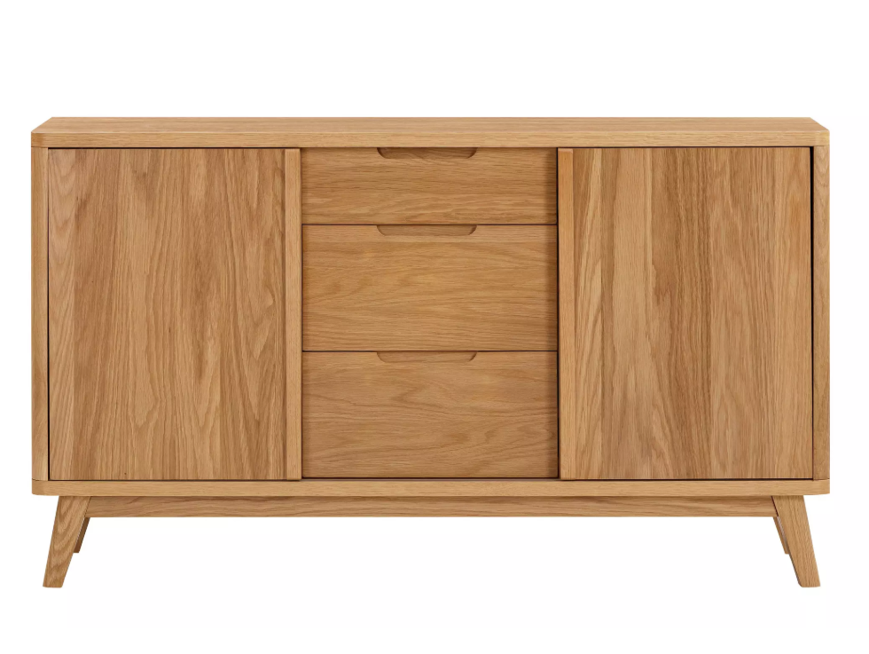 Large Oak Sideboard with Sliding Doors and Drawers
