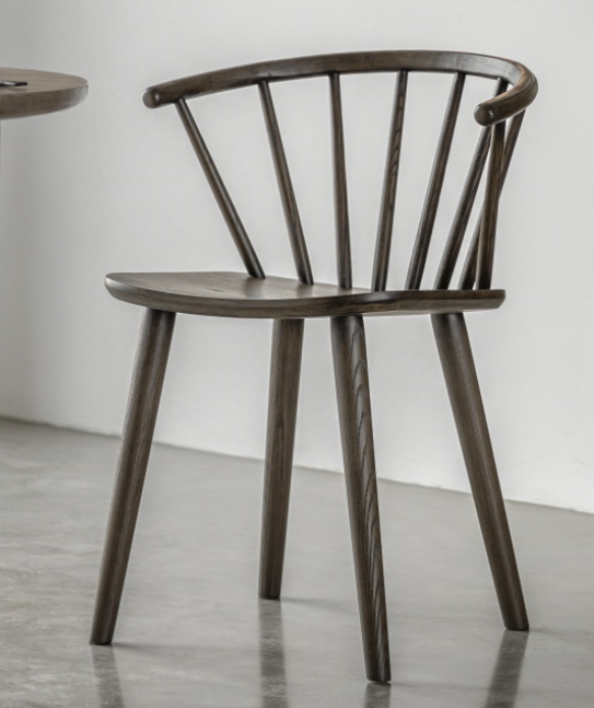 Dark Wood Spindle Back Dining Chairs Set of 2