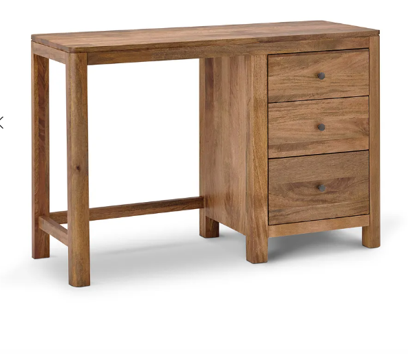 Solid Mango Wood Desk with 3 Drawers / Noah
