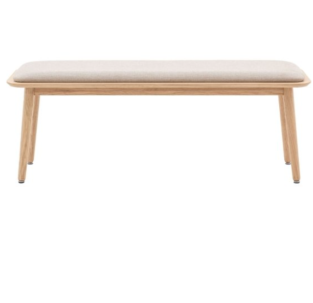 Oak and Linen Seat Bench / Dining bench, hallway bench, end of bed bench