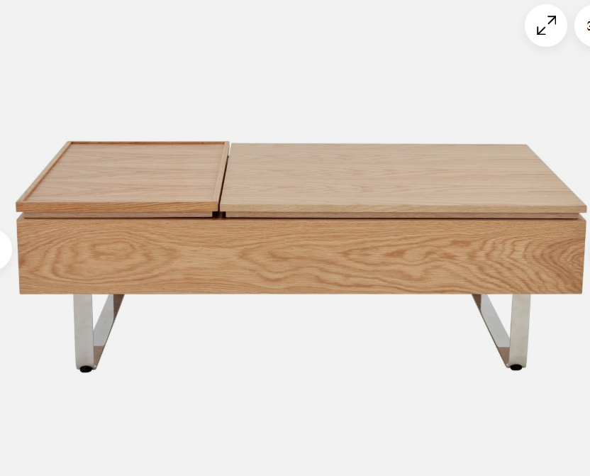Large Oak Storage Coffee Table / Lift Up Tray top Storage