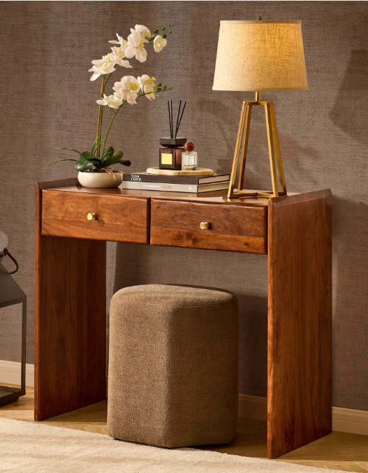 Solid Dark Wood Desk / Dressing table / Console table with Drawers