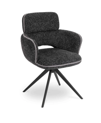 Set of 6 Large Swivel Dining Chairs / Mix of Black, Green and Orange / Mustard Yellow