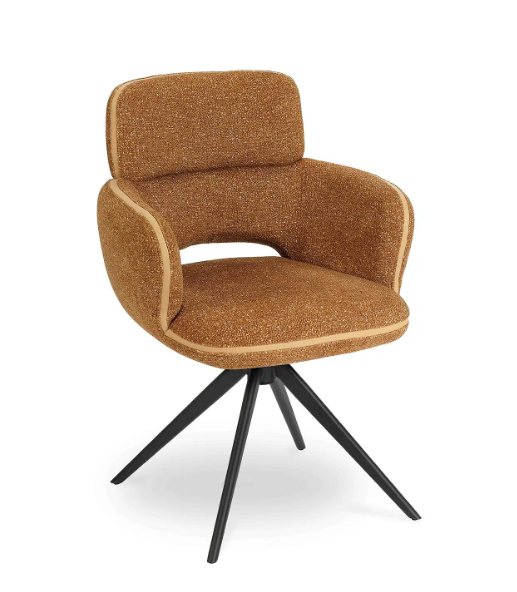 Set of 6 Large Swivel Dining Chairs / Mix of Black, Green and Orange / Mustard Yellow