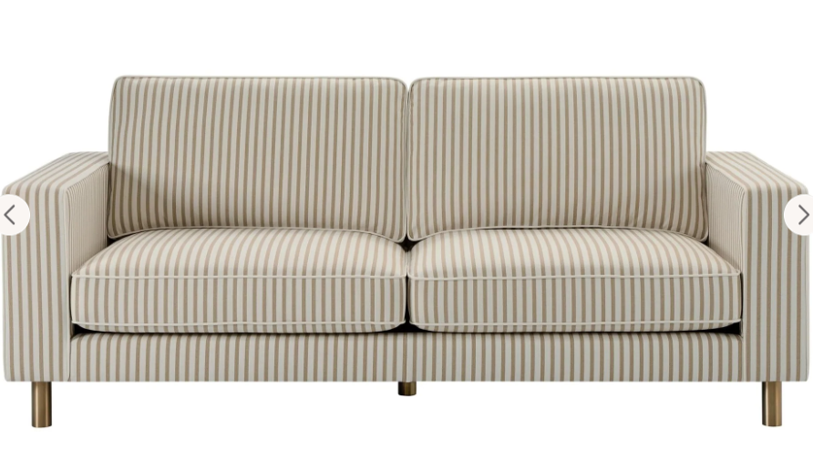 3 Seater White and Beige Stripes Sofa