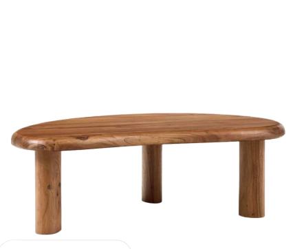 Organic Shape Solid Acacia Wood Coffee Table / West Elm