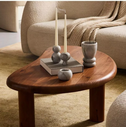 Organic Shape Solid Acacia Wood Coffee Table / West Elm