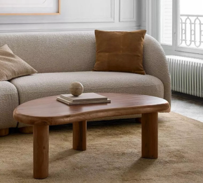 Organic Shape Solid Acacia Wood Coffee Table / West Elm