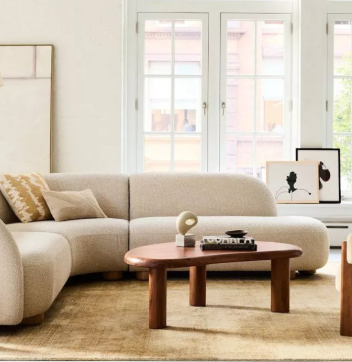 Organic Shape Solid Acacia Wood Coffee Table / West Elm
