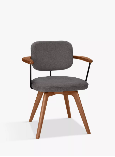 Swivel Office Chair Grey and Solid Wood
