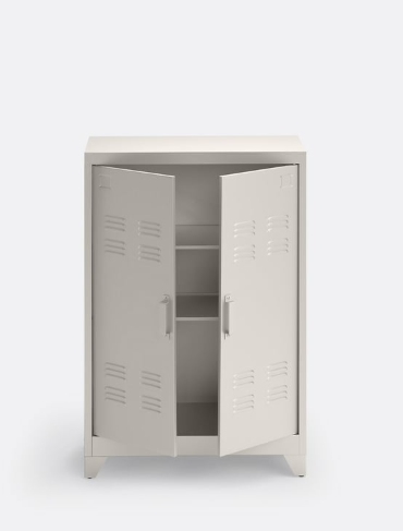 White Metal Locker Cabinet - 2 Doors