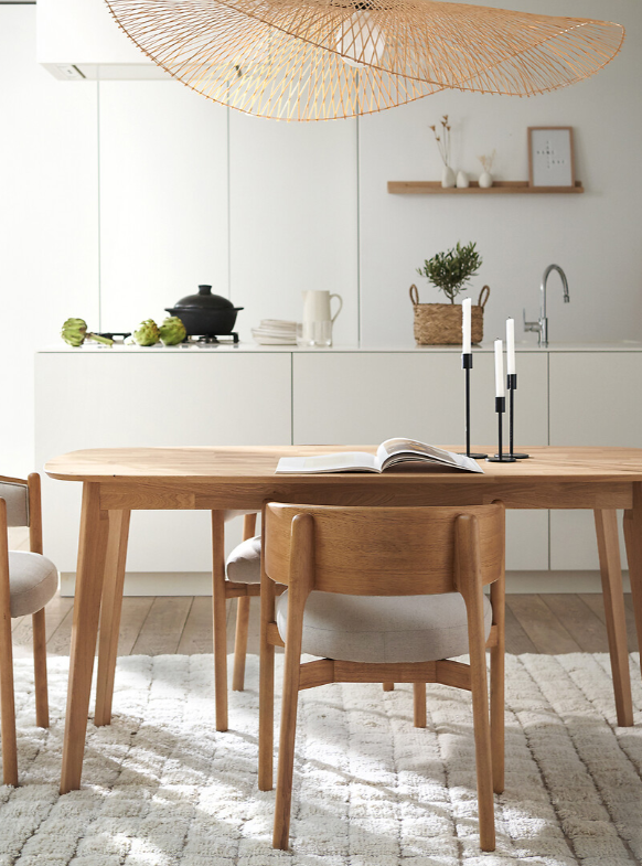 Solid Oak 6 Seater Dining Table Japandi Scandi Style| La Redoute Dalmar