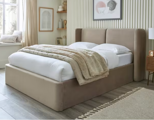 Velvet Double Ottoman Storage Bed Frame Mink Grey | DFS Florrie