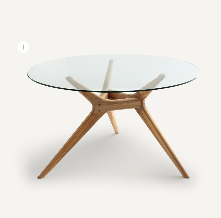 Round Glass Top Dining Table, Solid Oak Base | AM.PM La Redoute Marcielo