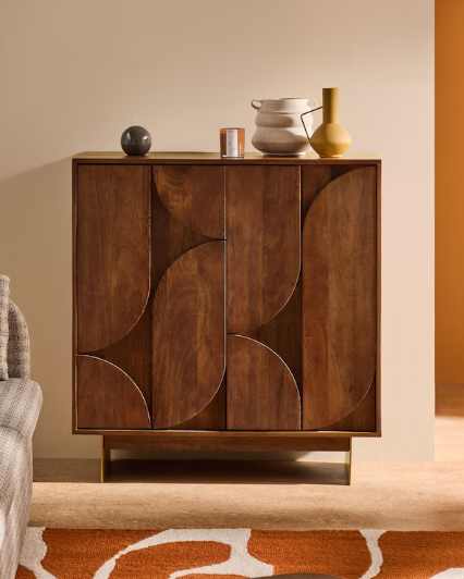 Dark Mango Wood Sculptural Cabinet with Brass Legs | Made.com Keala