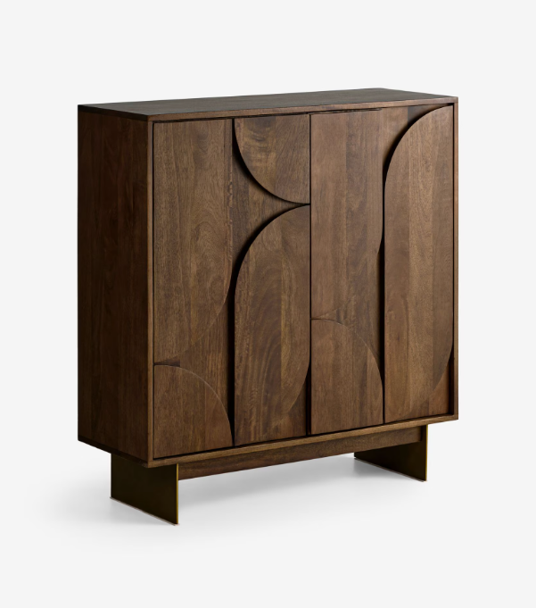 Dark Mango Wood Sculptural Cabinet with Brass Legs | Made.com Keala