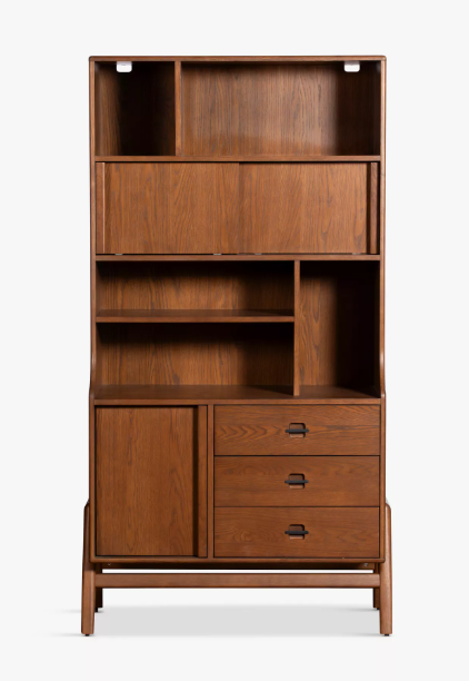 Mid Century Oak Bookcase with Sliding Doors and Drawers | G Plan Vintage Chiltern