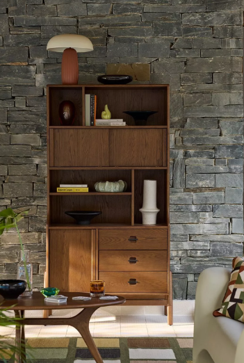 Mid Century Oak Bookcase with Sliding Doors and Drawers | G Plan Vintage Chiltern