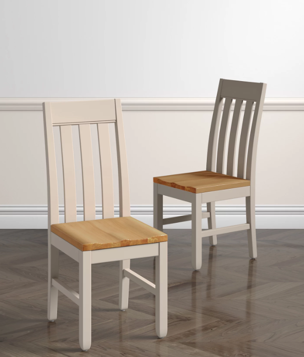 Dining Chairs Light Grey Putty and Wood, Set of 2 / Marks and Spencer Padstow RRP £229