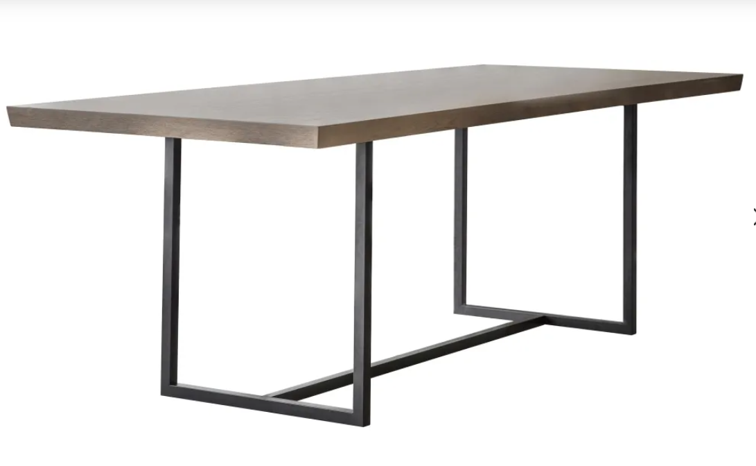 Large Dining Table  / Grey Washed Wood and Black Metal 8 Seater