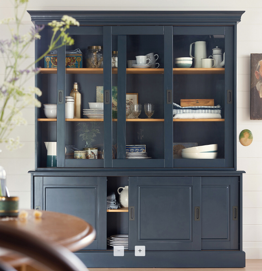 Large Cabinet Dresser Charcoal Grey Blue and Wood / La Redoute Poiret RRP £1199