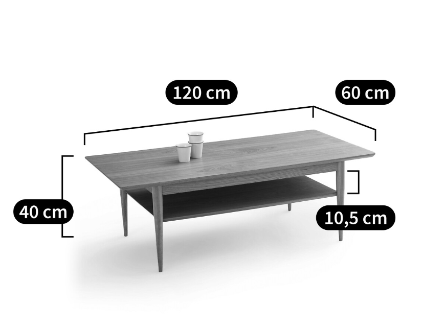 Oak Coffee Table with shelf