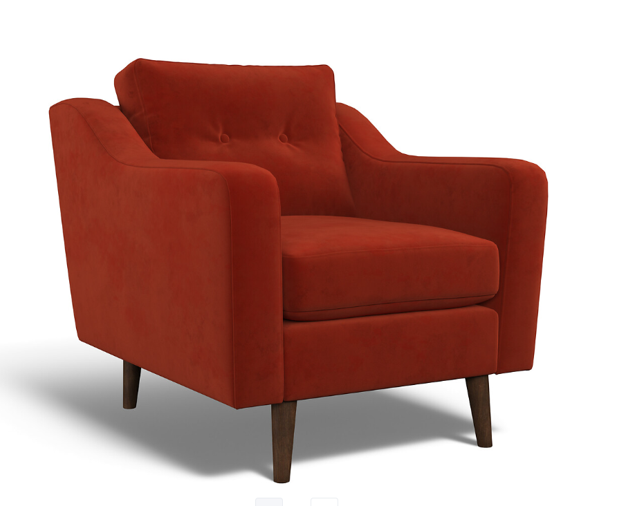 Velvet Burnt Orange Armchair RRP £750