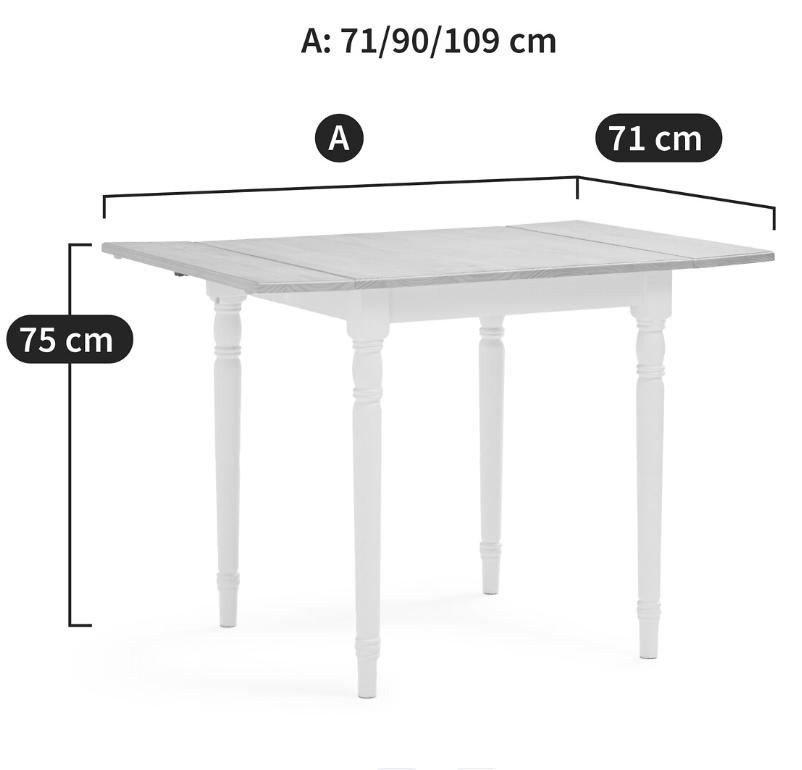 Small Country Extending Dining Table / Oak and White / seats 2-4