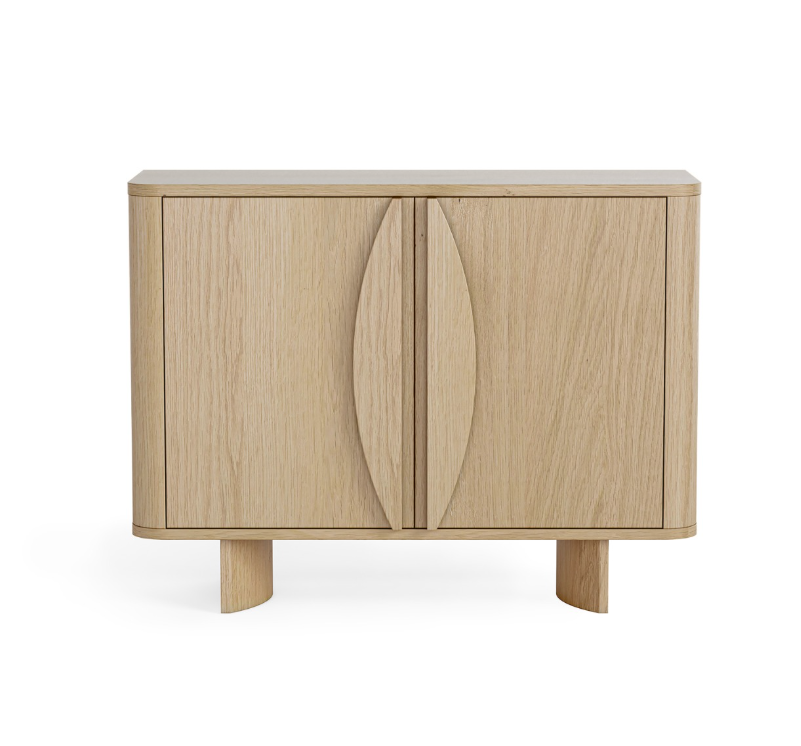 Oak Small Sideboard / Cabinet with Half Moon details