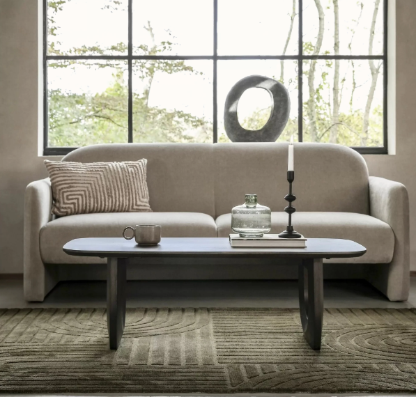 Solid Mango Wood Coffee Table with curved legs