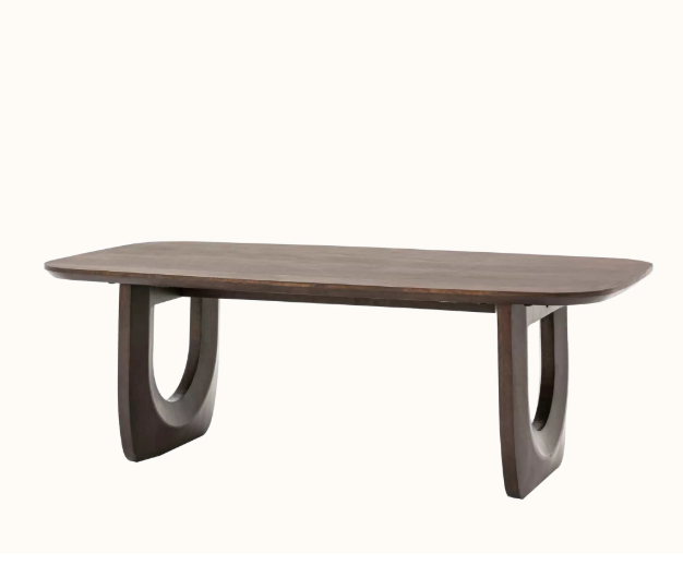 Solid Mango Wood Coffee Table with curved legs