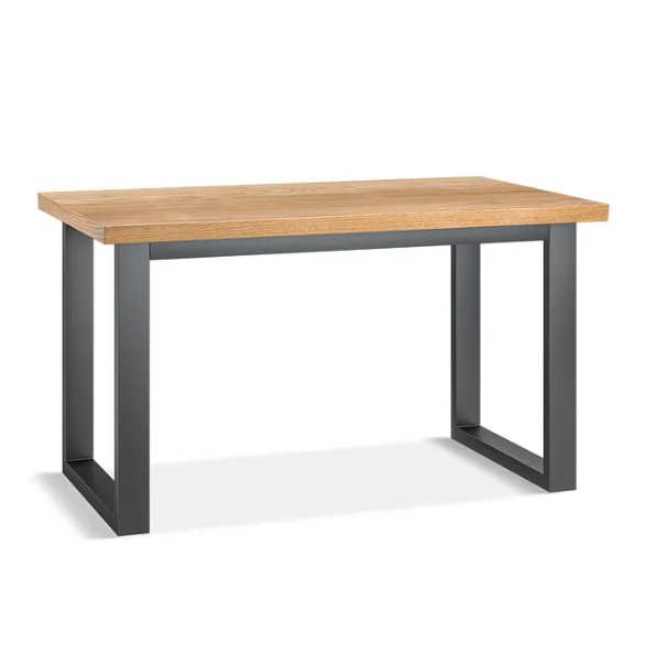 Solid Oak and Black Metal Dining Table 6 seater  / Oak Furnitureland Maine