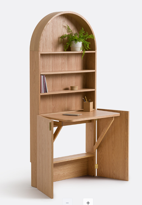 Oak Pull out desk and Bookcase /  Hideaway Desk