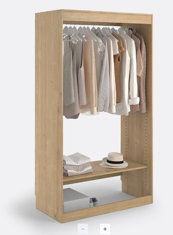 Oak Open Wardrobe Modul with hanging Rail and Shelf