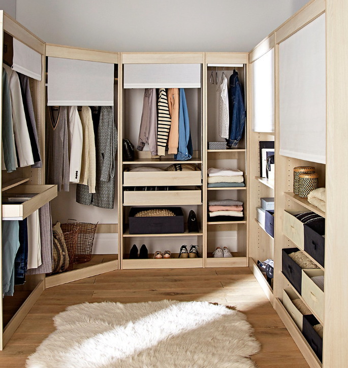 Oak Open Wardrobe Modul with hanging Rail and Shelf