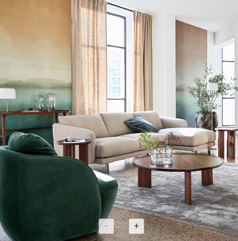 Large Round Solid Walnut Coffee Table / Tray top and ridge legs