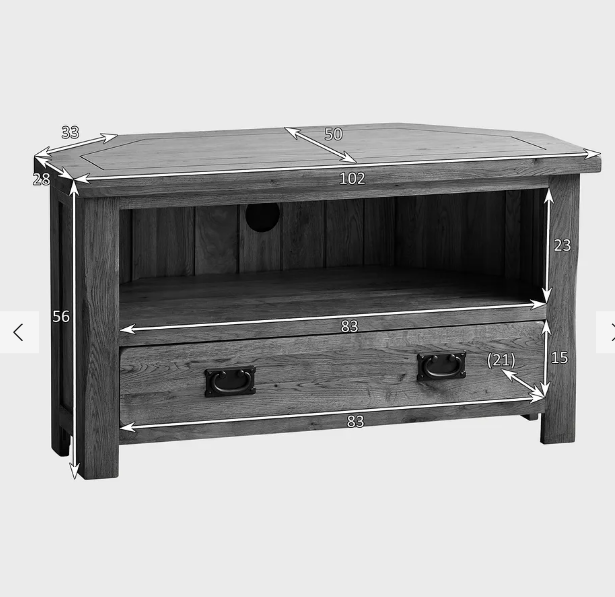 Rustic Solid Oak Corner TV Stand