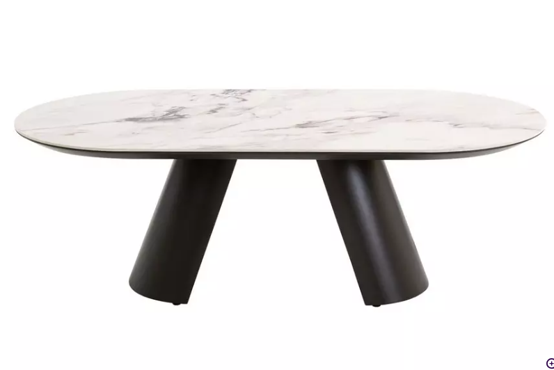 Ceramic Marble and Grey Oval Coffee Table