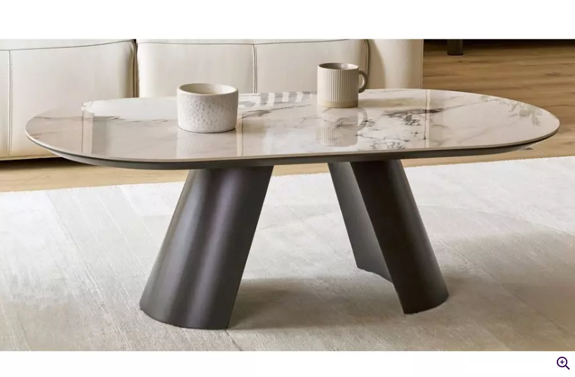 Ceramic Marble and Grey Oval Coffee Table