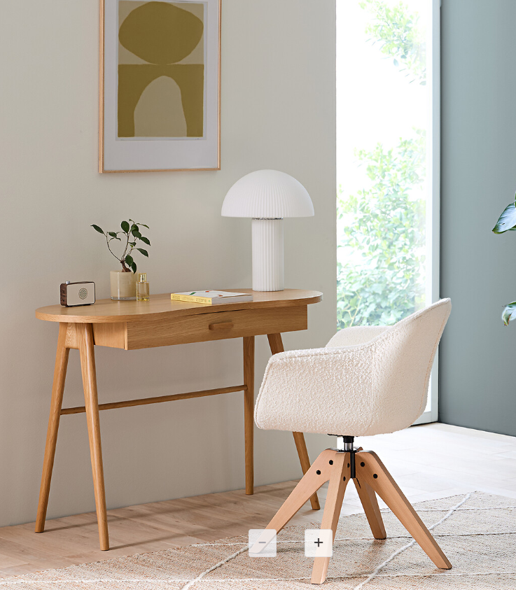 Bean Organic Shape Oak Desk with drawer