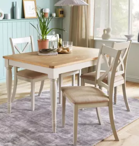 Set of 2 Dining Chairs Cream Cross Back  / Harrington