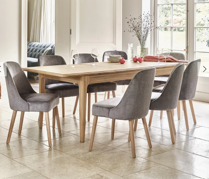 Solid Oak Extending Dining Table - Washed Wood Natural Grey, Seats 6 to 8