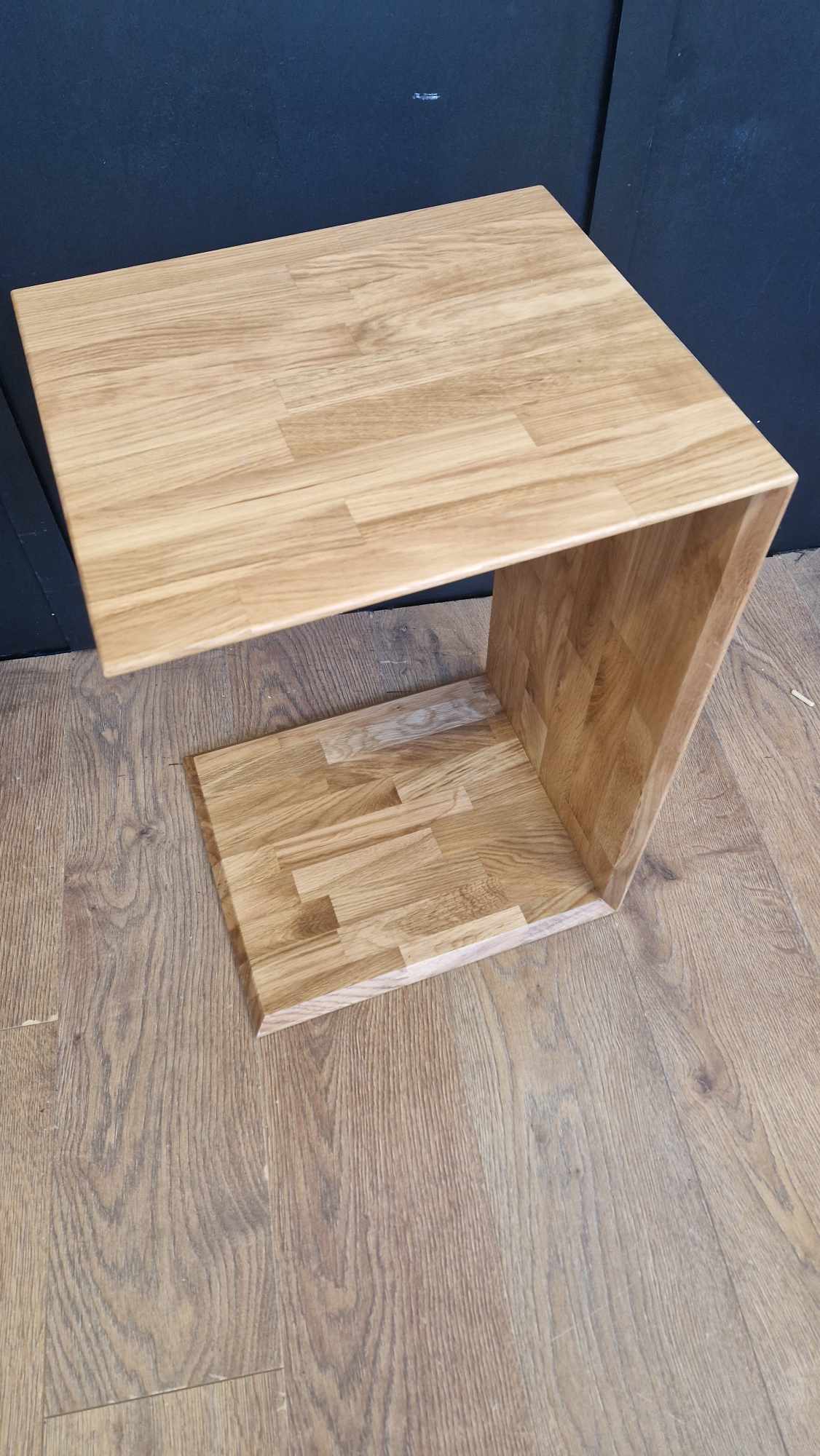 Oak Side End Table U shape Solid Wood