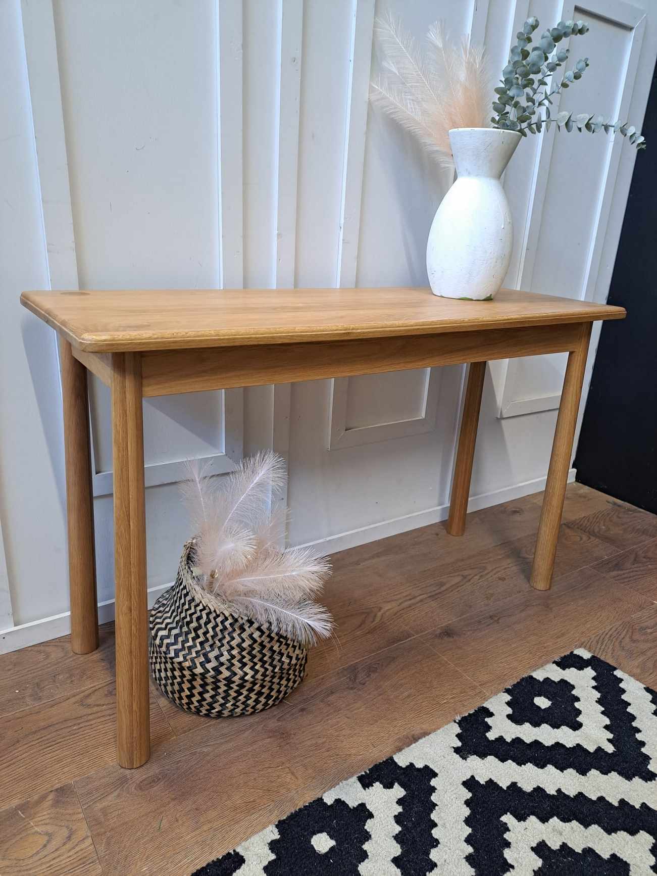 Solid Oak Low Console Table EX DISPLAY