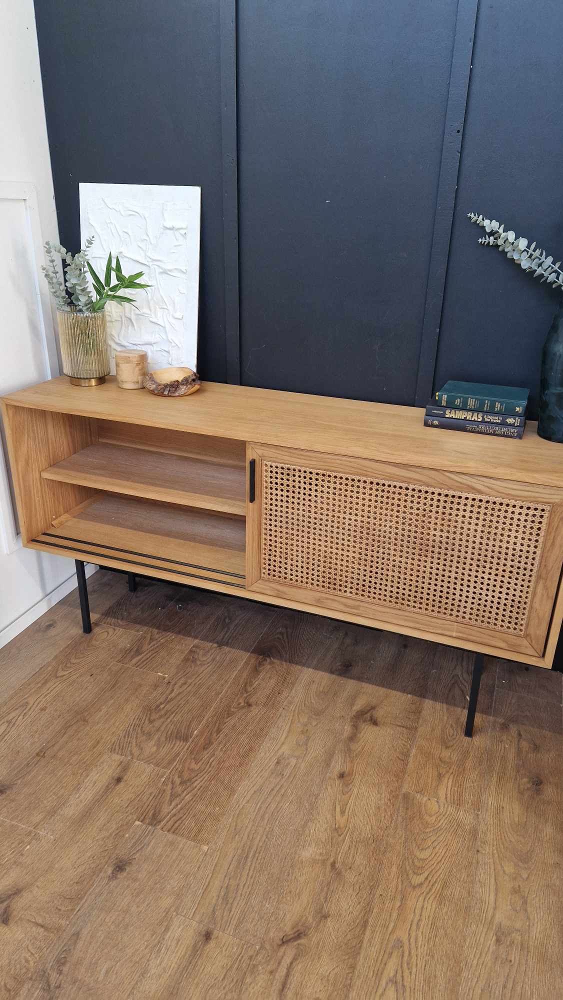 Oak & Rattan Sideboard Sliding Door RRP £1050